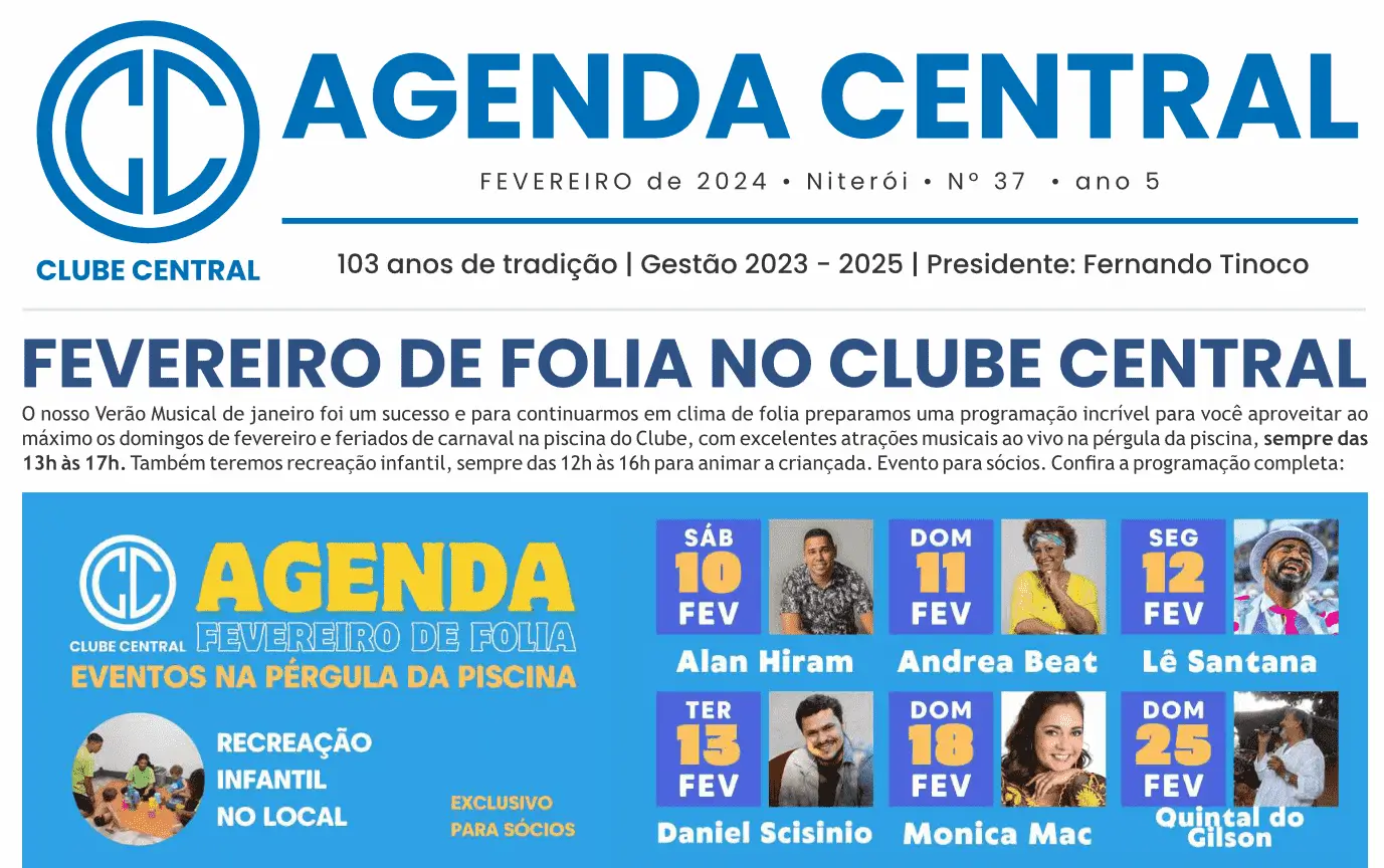Agenda Central – Informativo do Clube Central – Fevereiro 2024