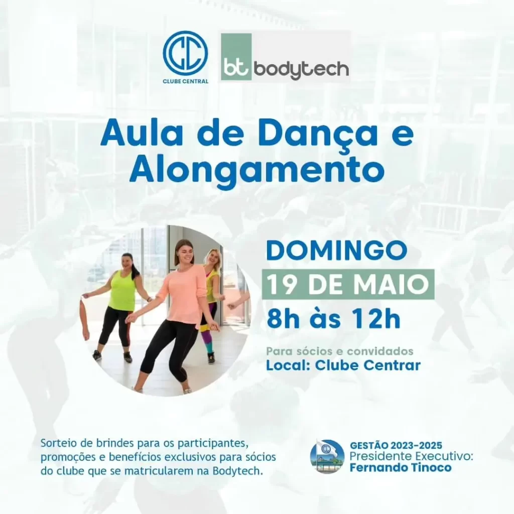 Aula de dança e alongamento em parceria com a Bodytech