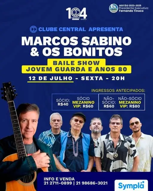 Baile Show Jovem Guarda e Anos 80 no Clube Central!