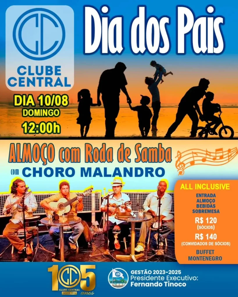 Dia dos Pais é no Clube Central
