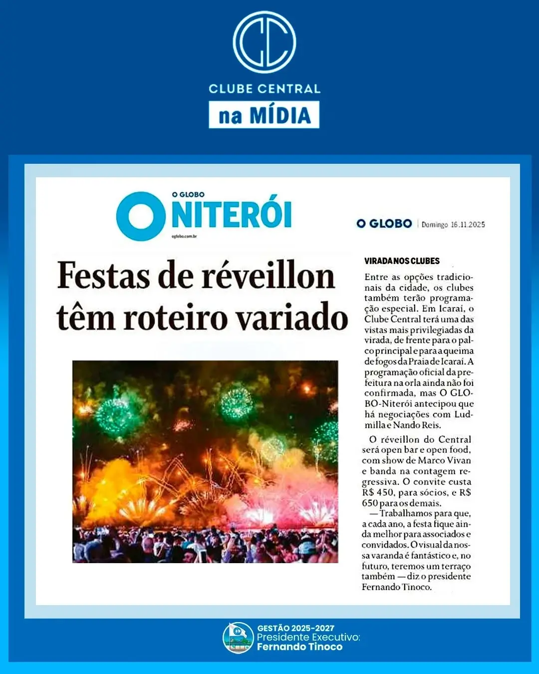 Réveillon do Central é destaque no Globo Niterói.