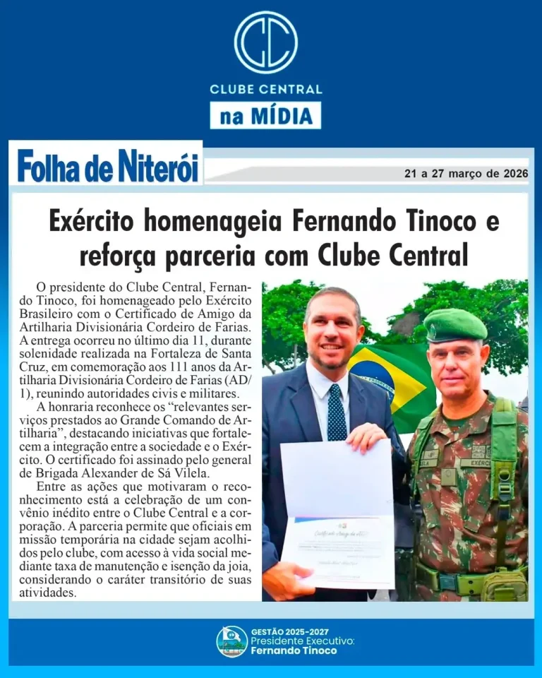 Exército Brasileiro homenageia o Presidente do Clube Central