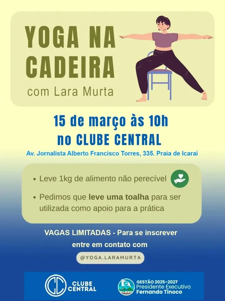 Yoga na Cadeira no Clube Central dia 15 de Março