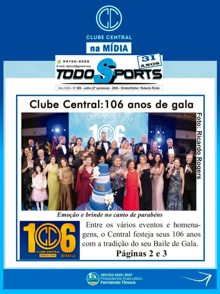 Baile de Gala do Central é notícia no jornal TodoSports